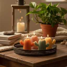 Handmade Soy Wax Cactus Candle - Sculptural Decorative Home Decor Mother's Day Gift Easter Decoration - thumbnail 4