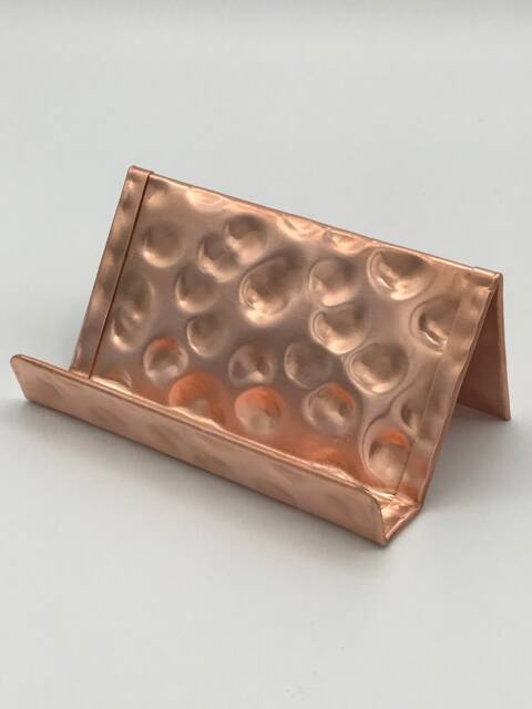 Hammered Copper Business Card Holder - Handcrafted Desk Accessory, Usa Made Office Decor - image 1
