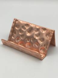 Hammered Copper Business Card Holder - Handcrafted Desk Accessory, Usa Made Office Decor - thumbnail 1