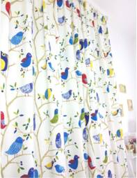Window Curtain Panel/Window Treatment/Cafe Valance/Kitchen/Child Playroom/Bathroom Shower Curtain/Nursery-Owl Birds Tree, Free Gift - thumbnail 1