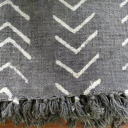Dark Gray Throw, Bedspread, Sofa Blanket, Couch Coverlet, Bed Runner With Tassels, Living Room Decor, Hand Loom Decorative, Mudcloth Bedding - thumbnail 4