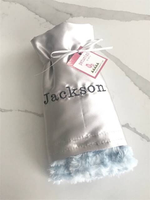 Personalized Baby Lovey Blanket Satin & Minky Security Blanket - image 1