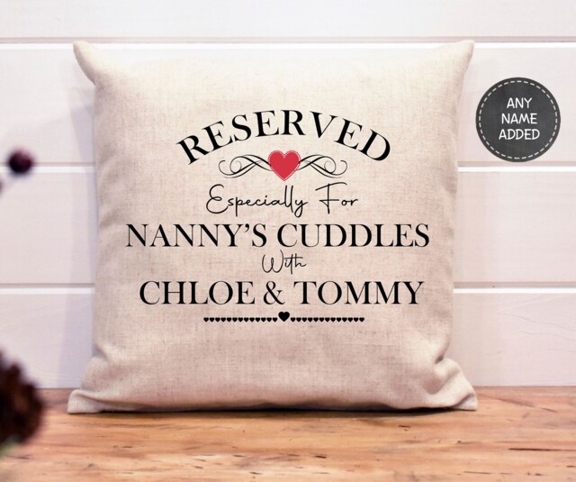 Personalised Nanny Cushion Mothers Day Gift Reserved For, Gift From Child Grandma - image 1