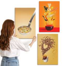 Canvas Wall Art Set Of 3 - Kitchen Food & Drink Themes, Orange Large, Drinks Decor - thumbnail 2