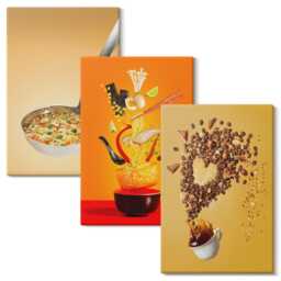 Canvas Wall Art Set Of 3 - Kitchen Food & Drink Themes, Orange Large, Drinks Decor - thumbnail 1