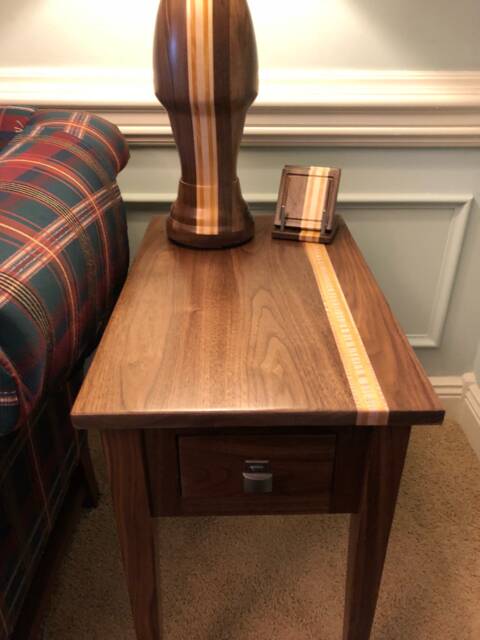 "Walnut Pinstriped End Table 24""x14" - image 1