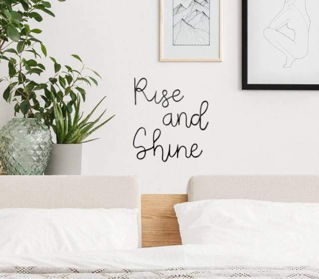 Rise & Shine Wire Wall Art Metal Sign Bedroom Decor Over The Bed, Words Homemade Gift Housewarming - image 1