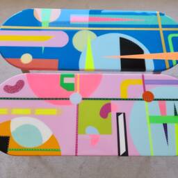 Handmade Psychedelic Epoxy Side Table, Abstract Art Furniture - thumbnail 3