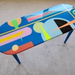 Handmade Psychedelic Epoxy Side Table, Abstract Art Furniture - thumbnail 4