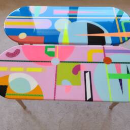 Handmade Psychedelic Epoxy Side Table, Abstract Art Furniture - thumbnail 2
