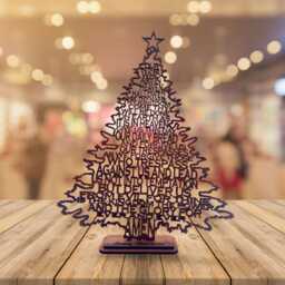 Lords Prayer Wooden Christmas Tree, Holiday Festive Table Decor, Christian Gift, Modern Tree - thumbnail 1