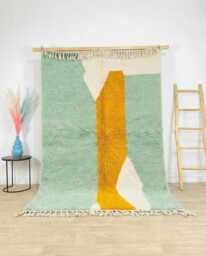 Teal Moroccan Berber Rug, Handwoven Wool Shag Boho Nursery Authentic Beni Ourain Carpet, Large Area Rug - thumbnail 1