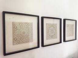 3 Wall Hangings For Decor Boho Design, Ceramic Tile, Garden With Ethnic Designs, Art, Tiles Mix 30cm Beige&white - thumbnail 1