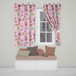 Cute Santa Snowman Gifts Candy Cane Blush Background Seamless Pattern Readymade Eyelet Ring Top Thermal 100% Blackout Curtains