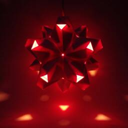 Paper Origami Lamp. White & Orange. 60 Sides. - Polyhedra Luminaria Series - thumbnail 2