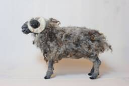 Needle Felted Ram Sculpture Handmade Wool Art, Home Decor