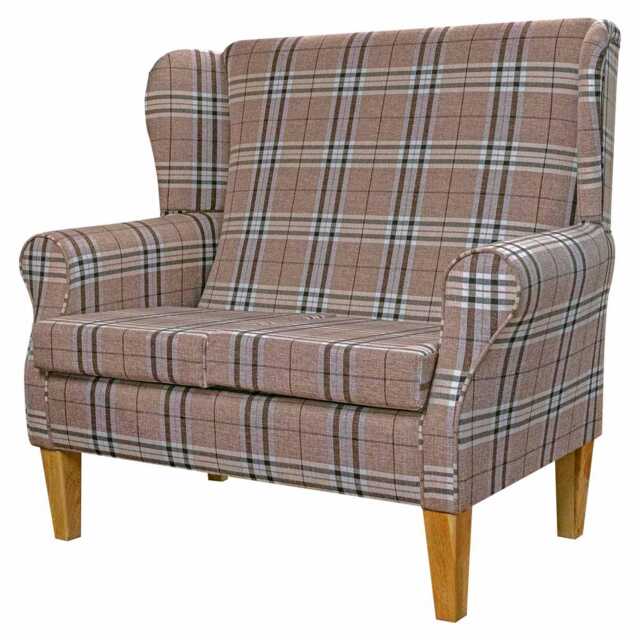 Beige Tartan Wingback Sofa - Handmade Plaid Upholstered Made To Order in Britain - image 1