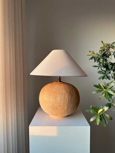 Earthy Terracotta Ceramic Table Lamp - Earthenware Lighting Wabi Sabi, Bohemian & Rustic Style For Living Room Or Entryway - image 1