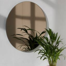 Orbis??? Bronze Tinted Round Contemporary Frameless Mirror, Customisable - thumbnail 2