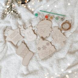 Personalised Christmas Paint Your Own Ornaments Sets - Children's Eve Gift Box Filler Wooden Engraved - thumbnail 2