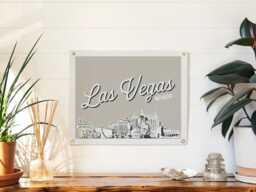 Las Vegas, Nevada Felt Poster Banner - City Skyline Wall Art Print Sign. Vintage City Line Drawing Pennant Home Decor. Handmade Gift Idea - thumbnail 1
