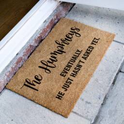 Eventually Door Mat - He Just Hasn't Asked Yet Customized Couple Name Doormat Personalised Family Wedding Gift Engagement - thumbnail 2