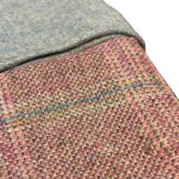 Tweed 100% Wool Christmas Stocking in Baby Light Pink & Blue Windownpane Design - thumbnail 2