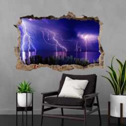Thunderstorm Lightning Over Sea Wall Decal Sticker Mural Poster Print Art Home Office Decor - Cf26 - thumbnail 3