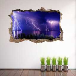Thunderstorm Lightning Over Sea Wall Decal Sticker Mural Poster Print Art Home Office Decor - Cf26 - thumbnail 2