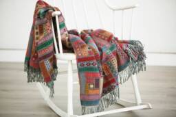 Aztec Style Merino Wool Colorful Plaid Blanket Throw High Quality Bedspread Patchwork Pattern Large Sofa Housewarming Gift - thumbnail 1