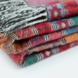 Aztec Style Merino Wool Colorful Plaid Blanket Throw High Quality Bedspread Patchwork Pattern Large Sofa Housewarming Gift - thumbnail 3