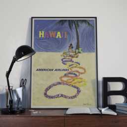 Vintage - Hawaii Travel Poster American Airlines/Print A4 & A3 - thumbnail 1