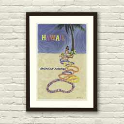 Vintage - Hawaii Travel Poster American Airlines/Print A4 & A3 - thumbnail 2
