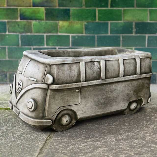 Concrete Bus Flower Pot Decoration Cement Plant Figurine Outdoor Yard Ornament Handmade Stone Patio Art Flower Lover Gift - image 1