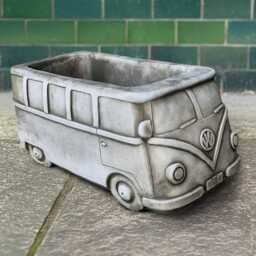 Concrete Bus Flower Pot Decoration Cement Plant Figurine Outdoor Yard Ornament Handmade Stone Patio Art Flower Lover Gift - thumbnail 4