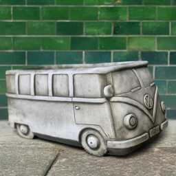 Concrete Bus Flower Pot Decoration Cement Plant Figurine Outdoor Yard Ornament Handmade Stone Patio Art Flower Lover Gift - thumbnail 2