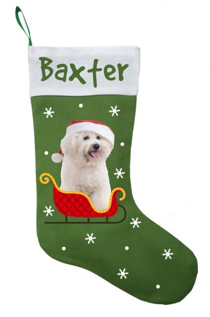 Personalized Bichon Frise Christmas Stocking Handmade Cotton Satin-Lined - image 1