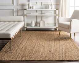 Natural Jute Rug Braided Area Bohemian Rug, Rectangle Custom Size Jute Rug, Square Rug Large - thumbnail 1