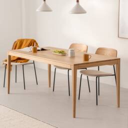 Hygg - Dining Table Made Of Solid Oak Wood, Mid-Century Modern - thumbnail 3