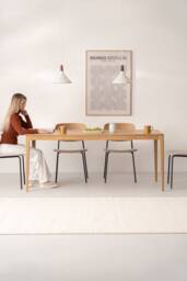 Hygg - Dining Table Made Of Solid Oak Wood, Mid-Century Modern