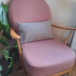 Ercol 203 Easy Chair Cushions & Covers in A Blush Pink Cotton Piped Or Unpiped With Foam - thumbnail 3