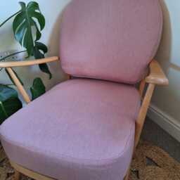Ercol 203 Easy Chair Cushions & Covers in A Blush Pink Cotton Piped Or Unpiped With Foam - thumbnail 2