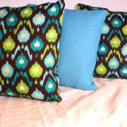 Turquoise, Brown & Chartreuse Ikat Pillow Cover - thumbnail 4