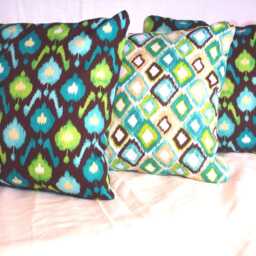 Turquoise, Brown & Chartreuse Ikat Pillow Cover - thumbnail 3