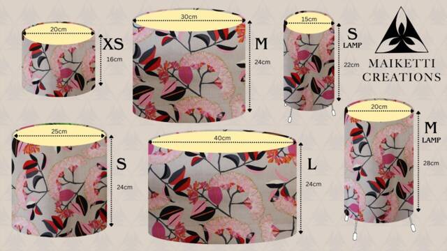 Pink Wattle Lampshade - Table Lamp Australiana Bottlebrush Gumnut Gum Tree Australian Design - image 1
