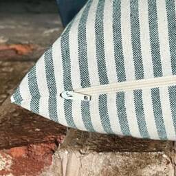 1375. Green Stripe Linen Look 100% Cotton Cushion Cover, Various Sizes - thumbnail 2