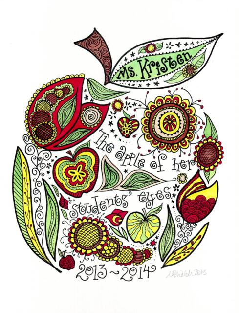 Personalized Teacher Gift Apple For 8x10 Art Prints By Hand, The Artist