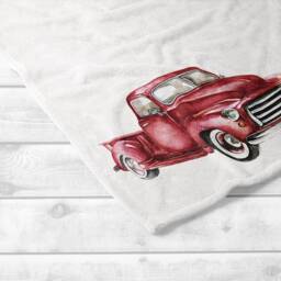 Classic Car Baby Milestone Blanket, Personalized Boy Monthly Tracker Blanket Red Truck Growth - thumbnail 2
