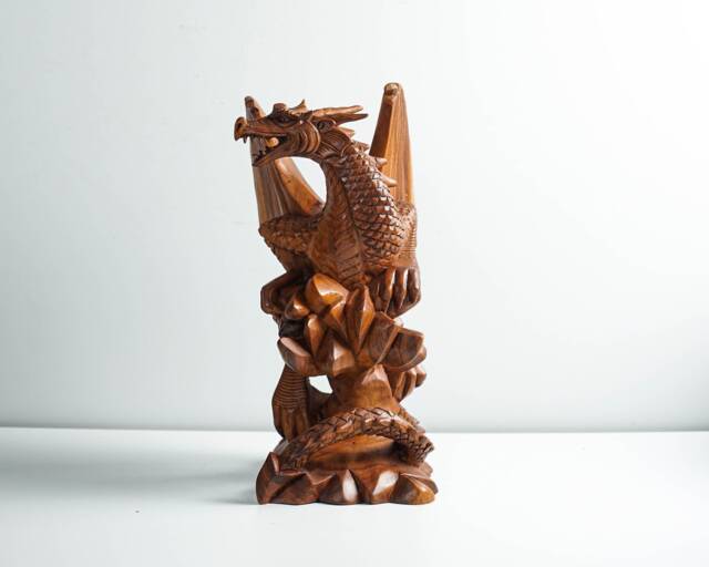Wooden Dragon Statue, Unique Sculpture, Chinese Dragon, Mystical Animal, Miniature, Handcarved, Office Decor, Gifts For Him, Birthday Gift - image 1