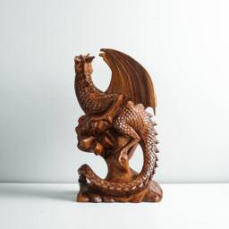 Wooden Dragon Statue, Unique Sculpture, Chinese Dragon, Mystical Animal, Miniature, Handcarved, Office Decor, Gifts For Him, Birthday Gift - thumbnail 3